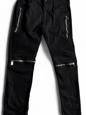 Black Skinny Moto Zip Jeans - Contemporary Men's Style
